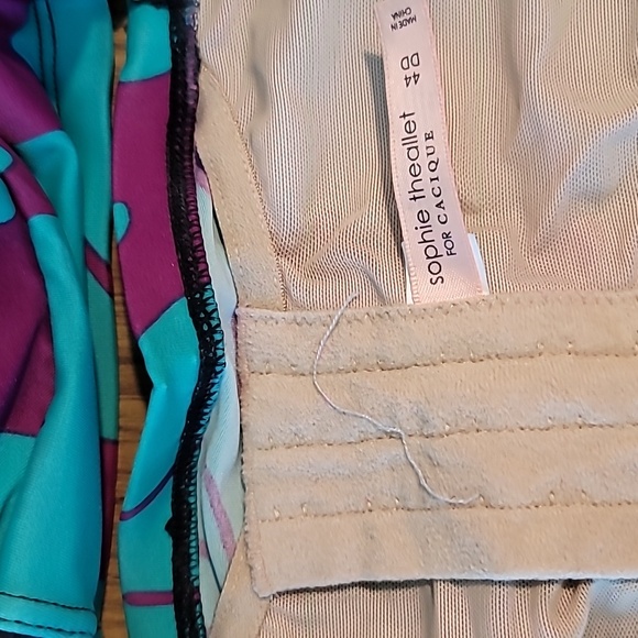 44DD Cacique Teal and Purple Bikini Top - Picture 4 of 6